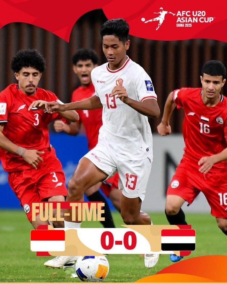 U20亞洲杯：印尼0-0戰(zhàn)平也門，兩隊分列C組第三、第四