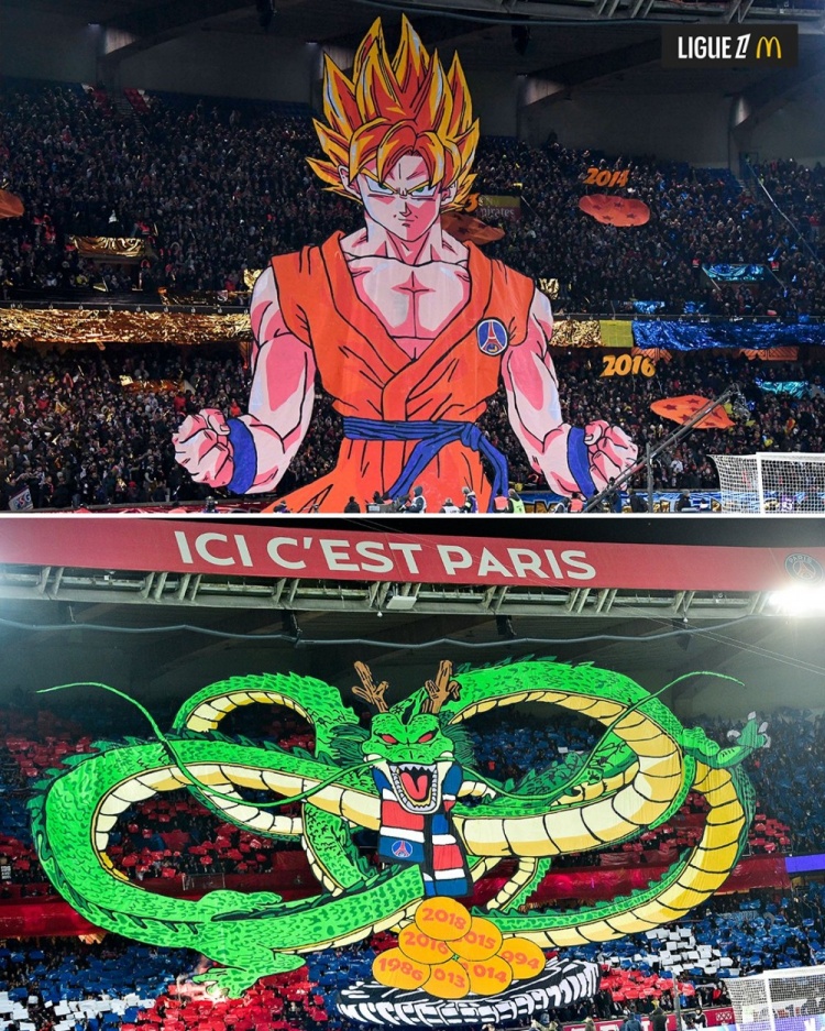 逝世一周年，法甲官推曬昔日巴黎主場(chǎng)龍珠TIFO：鳥山明經(jīng)典永存